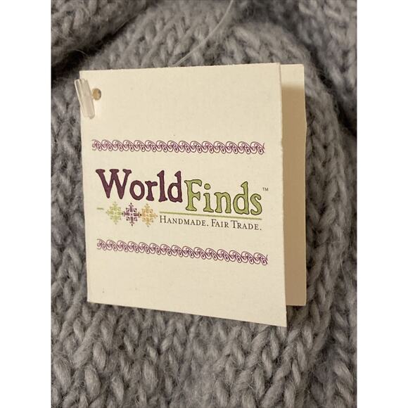 Ladies Fair Trade Handmade Nepal 100% Wool Beanie Hat Cap Set Of 2 Black Gray - Picture 6 of 9